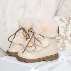 LUXELIM Jennifer Winter Boots Sheepskin Fur & Leather Boots Nude Beige size 29